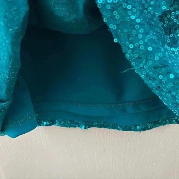 Reitman’s Sparkly Sequin Dressy Top  Scoop Neck 3/4 Bracelet Sleeve Teal XS NEW - Picture 13 of 16